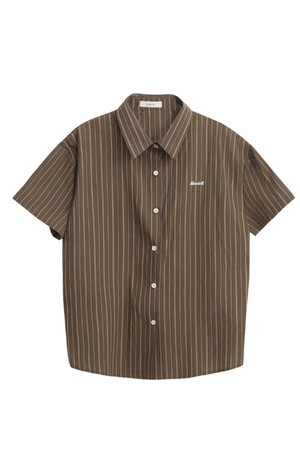 Natural pinstripe short-sleeve shirt_3 Colors