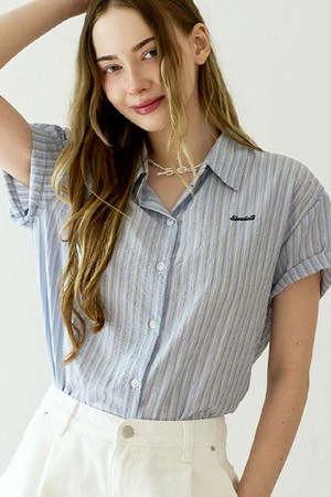 [5차] Accent stripe short-sleeve shirt_2 Colors