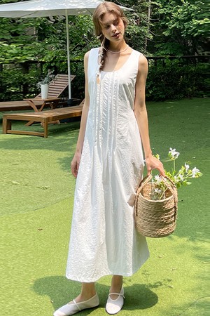 Pintuck long sleeveless dress_4 Colors