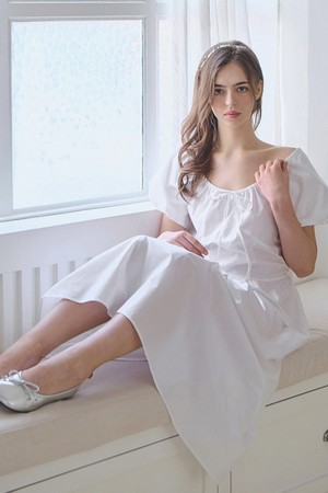 Puff shirring long dress_3 Colors