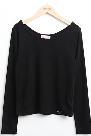 Boat neck basic long sleeve t-shirt_4 Colors