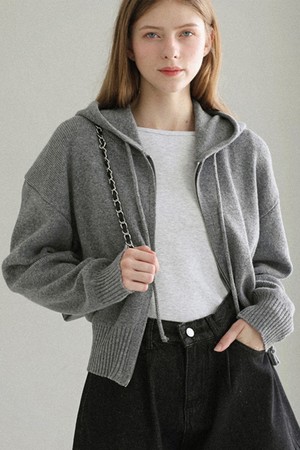 Cozy knit zip-up hoodie_2 Colors