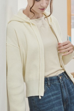Cozy knit zip-up hoodie_2 Colors
