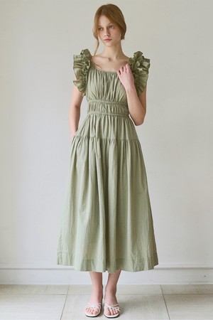 Ruffle line sleeveless dress_3 Colors