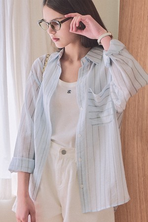 Nube tencel stripe shirt_2 Colors