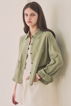 Volume sleeve crop shirt_4 Colors