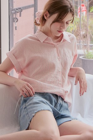 [스크런치 set] Sway stripe shirt_2 Colors