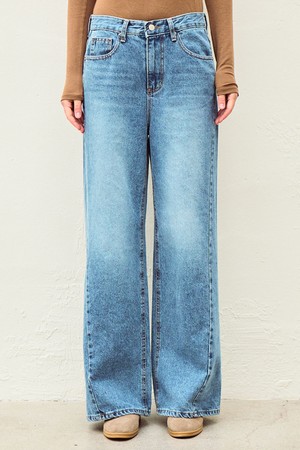 Easy flow denim pants - Mid blue