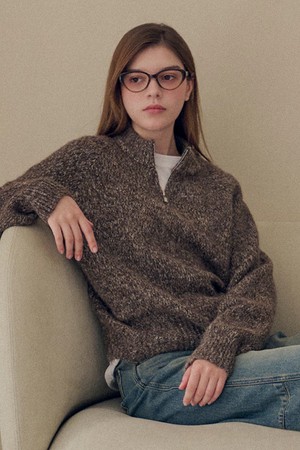 Boucle half zip knit_3 Colors