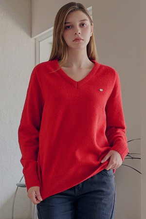 Superfine merino wool v-neck knit_4 Colors