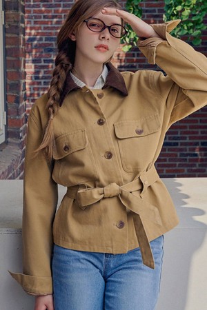 Belted cotton work jacket_2 Colors