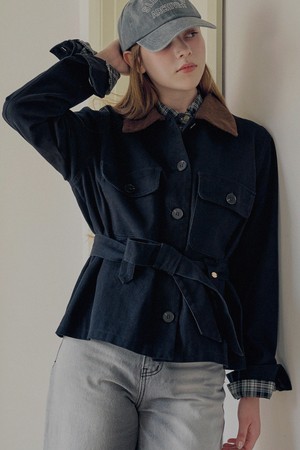 Belted cotton work jacket_2 Colors
