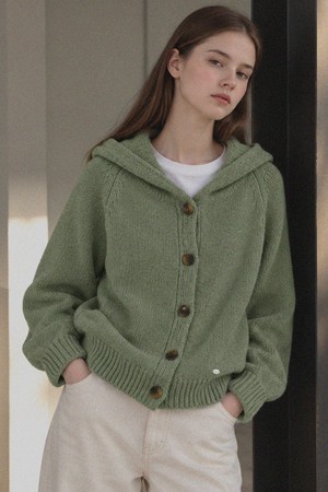 Hooded button knit cardigan_4 Colors