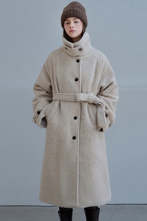Boucle belted balmacan coat_2 Colors