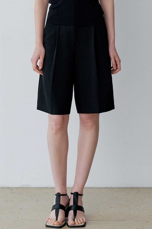 TUCK WIDE HALF SLACKS (BK)