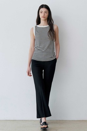 COMFORT SEMI BOOTCUT SLACKS  (BK)