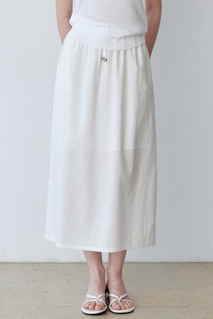 LINEN BLEND BACK SLIT LONG SKIRT (IV)