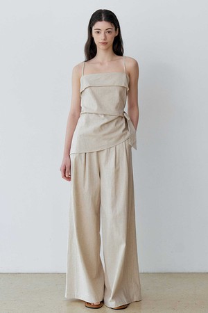 WRAP LAYERED TOP+WIDE PANTS SET