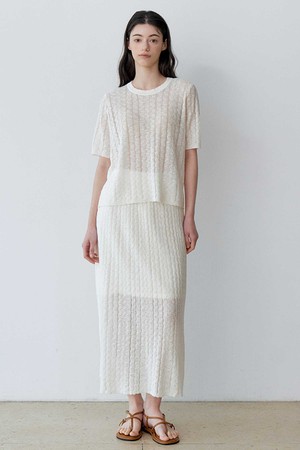 TEXTURED KNIT TOP+SKIRT SET (IV)
