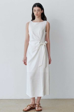WRAP RIBBON SLEEVELESS LONG DRESS (IV)