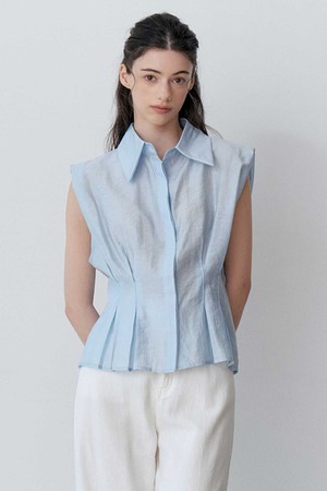PINTUCK LINE SLEEVELESS SHIRT BELT SET (SBL)