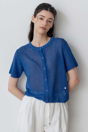 AIR HIGH GAUGE SHORT SLEEVE CARDIGAN (BL)
