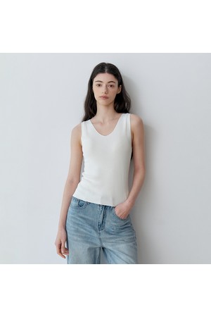 COOL STRETCH V SLEEVELESS KNIT (4COLOR)