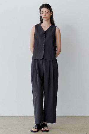 NATURAL TUCK WIDE PANTS (CH)