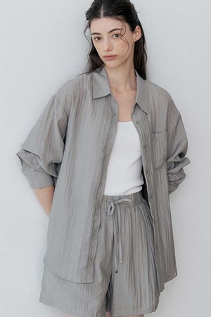 SEMI SHEER LOOSE FIT SHIRT+PANTS SET-UP (LGY)