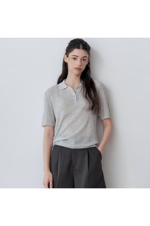 SOFT RIB HENLEY SHORT-SLEEVE KNIT (LGY)