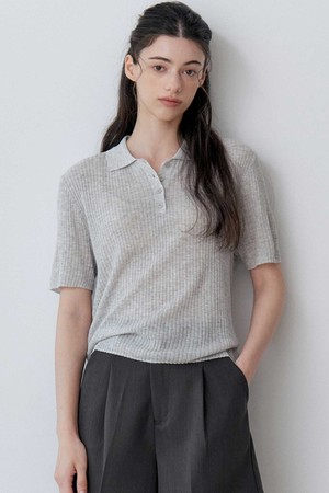 SOFT RIB HENLEY SHORT-SLEEVE KNIT (OT)