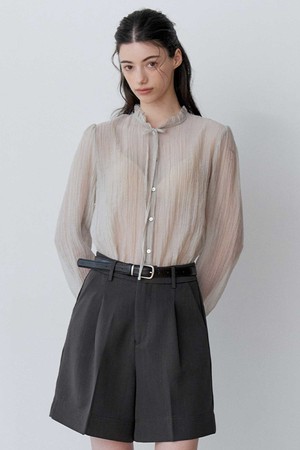 SHEER CRINKLE FRILL BLOUSE (DMT)