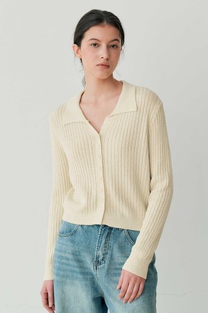 FINE RIB COLLAR CARDIGAN (LYE)
