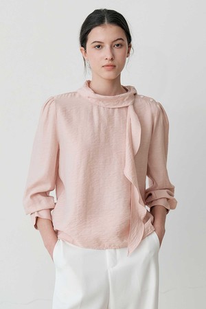 DRAPED HIGH-NECK BLOUSE (PK)