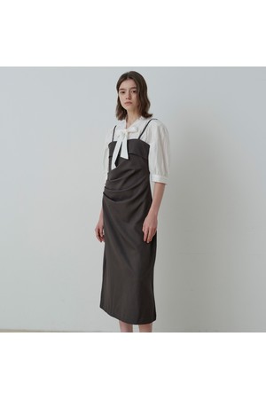 DRAPE OFF-SHOULDER SHIRRING DRESS (CH)