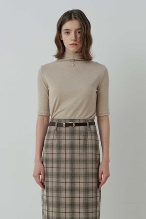 CLAIRE BUTTON HALF-NECK T-SHIRT (BR)
