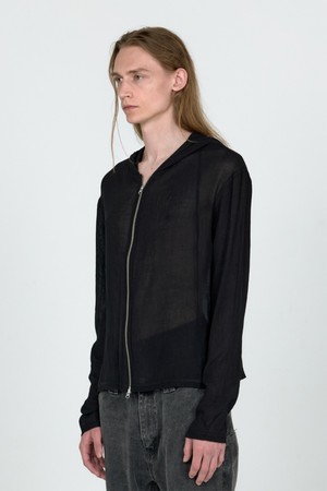 MPa VEIL CREPE HOODED ZIP JACKET (BLACK)