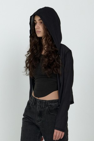 MPa VEIL CREPE HOODED ZIP JACKET WOMEN (BLACK)