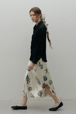 SILK FLARE SKIRT [SEASHELL]