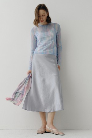 SILK FLARE SKIRT [BLUE]