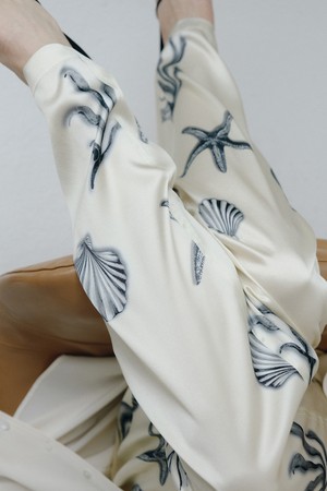SILK BANDING WAIST REGULAR PANTS [SEASHELL]