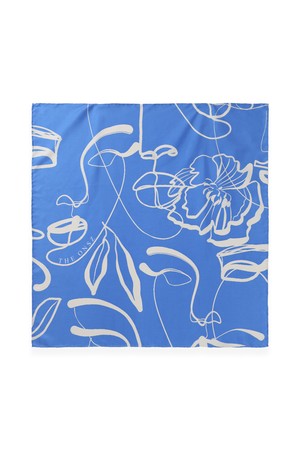 SILK BLUE MOBO FACES SCARF
