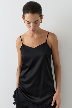 SILK LACE CAMISOLE [BLACK]