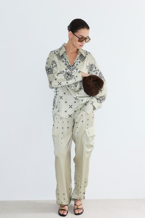 SILK JOGGER PANTS PRINT [BEIGE]