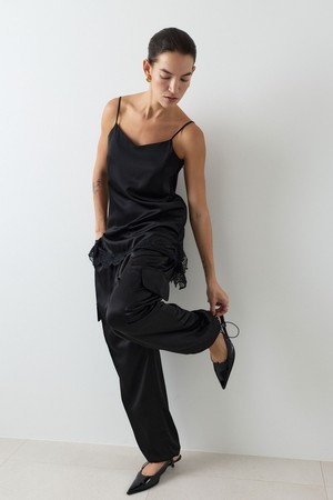 SILK JOGGER PANTS SOLID [BLACK]