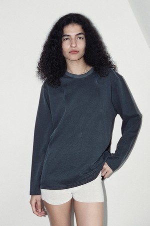 point stitch long sleeve top - charcoal