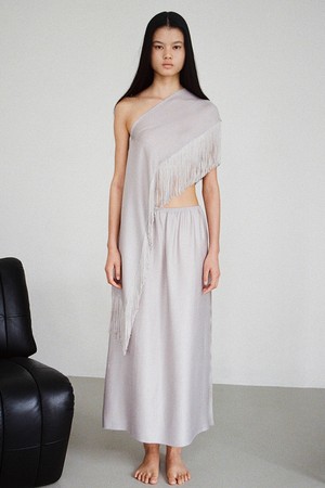 deep slit skirt - grey