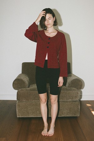 button raglan cardigan - red