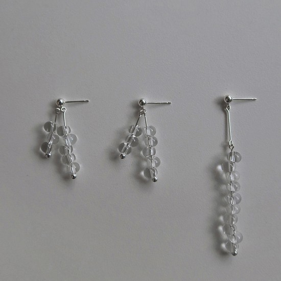 oblique clear three piece earring