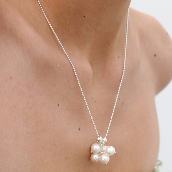 popping pearl necklace - silver